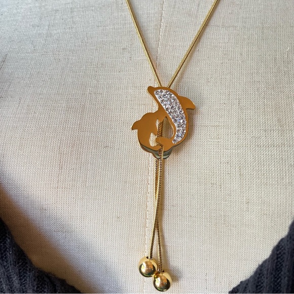 GOLD/ SILVER Dolphin 🐬 Eternity Lariat Necklace - Picture 5 of 11